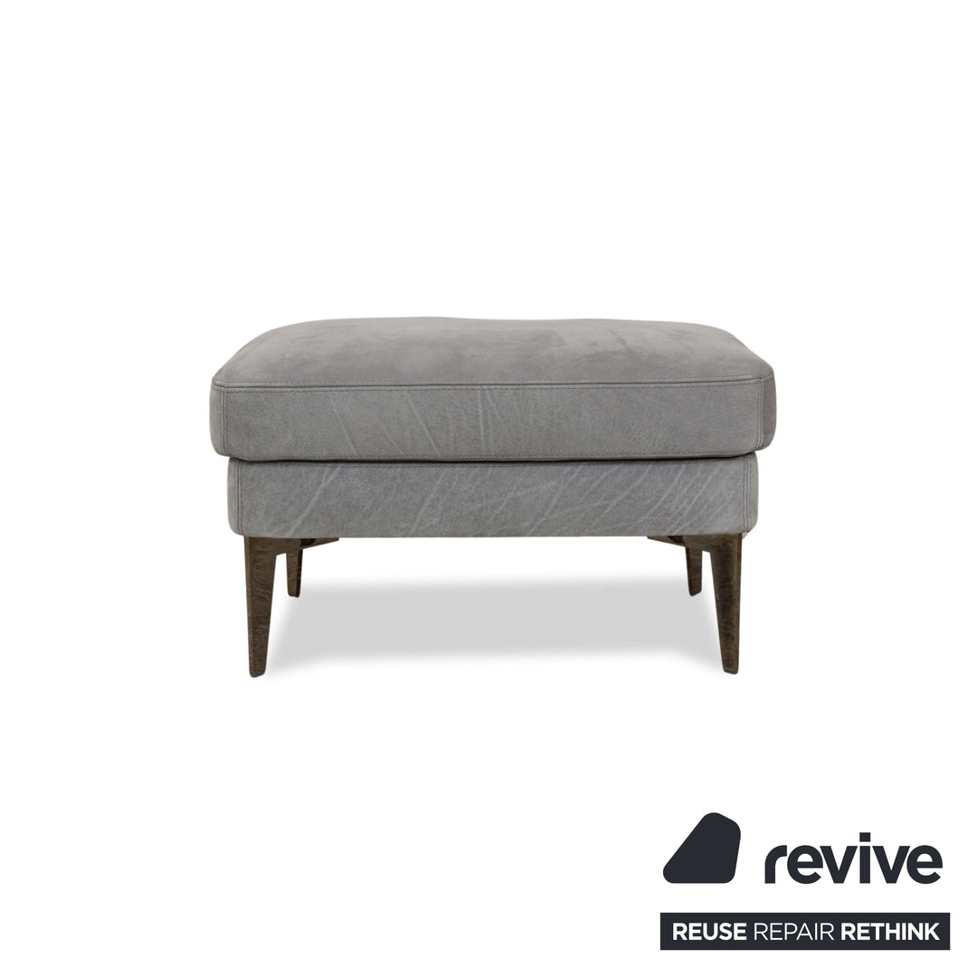 Ensemble fauteuil en cuir Cierre Boheme gris avec tabouret