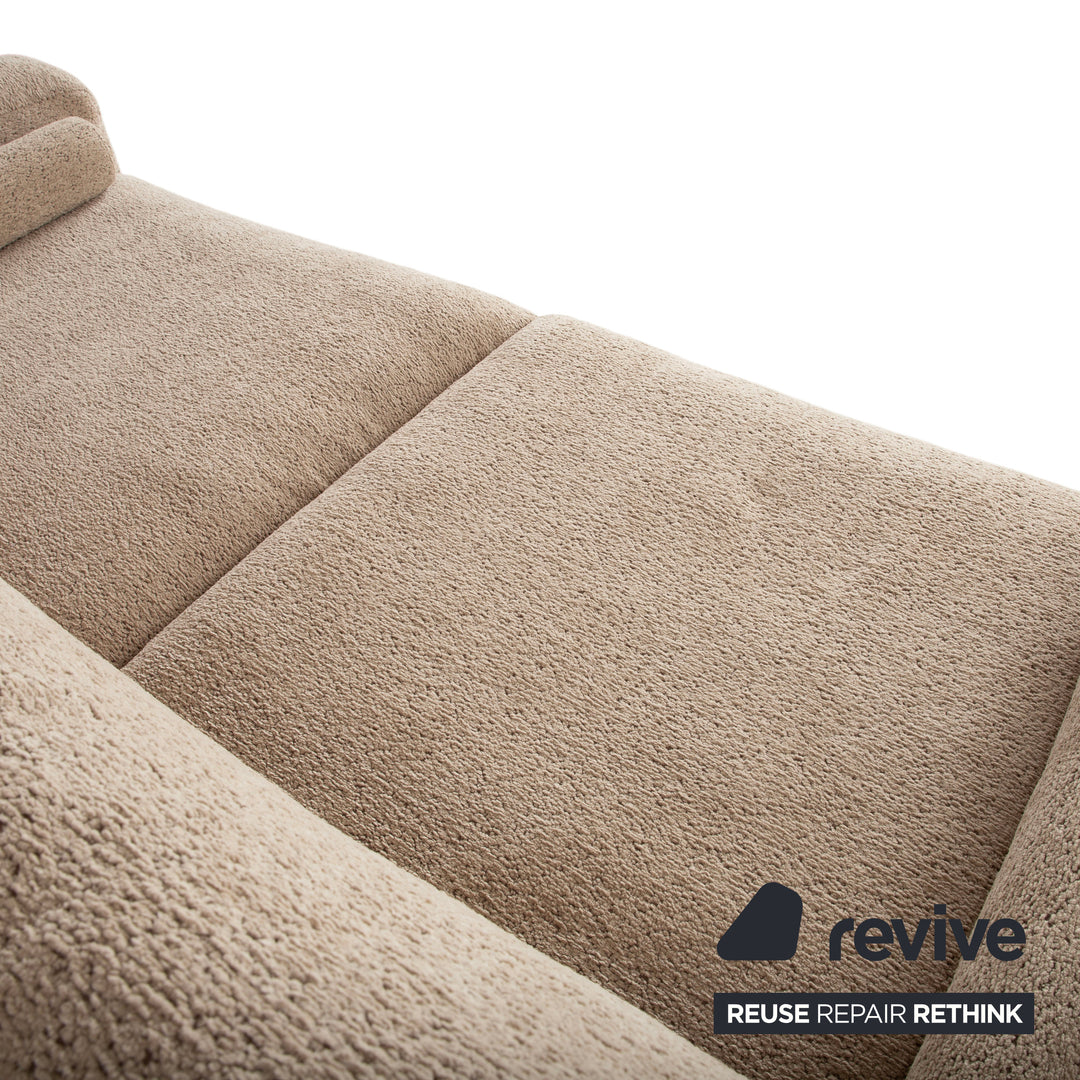 Cierre Dolce VIta Four Seater Sofa Fabric Chrome Beige Sand Cream Couch