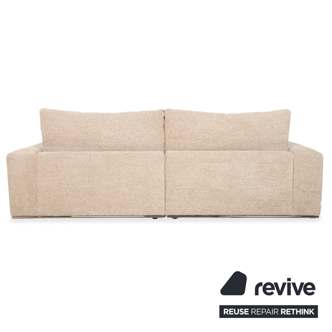 Cierre Dolce VIta Four Seater Sofa Fabric Chrome Beige Sand Cream Couch