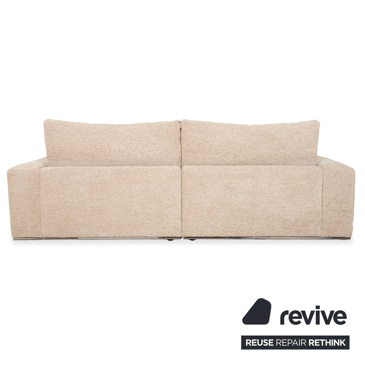Cierre Dolce VIta Four Seater Sofa Fabric Chrome Beige Sand Cream Couch