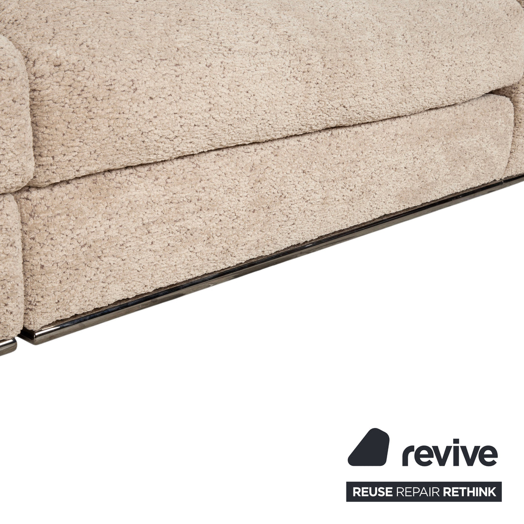 Cierre Dolce VIta Four Seater Sofa Fabric Chrome Beige Sand Cream Couch