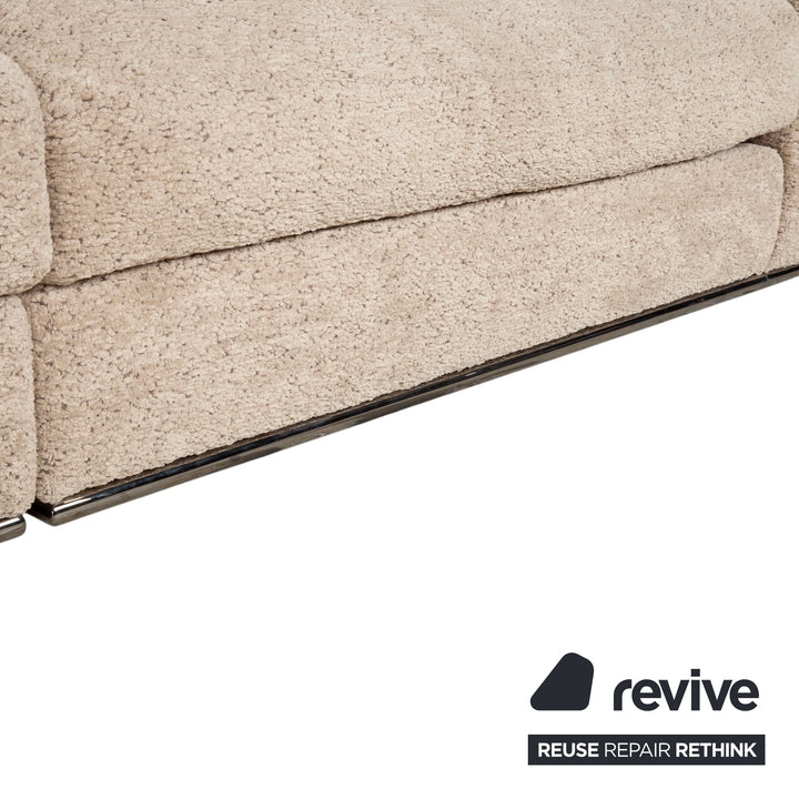 Cierre Dolce VIta Four Seater Sofa Fabric Chrome Beige Sand Cream Couch