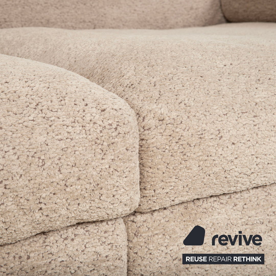 Cierre Dolce VIta Four Seater Sofa Fabric Chrome Beige Sand Cream Couch
