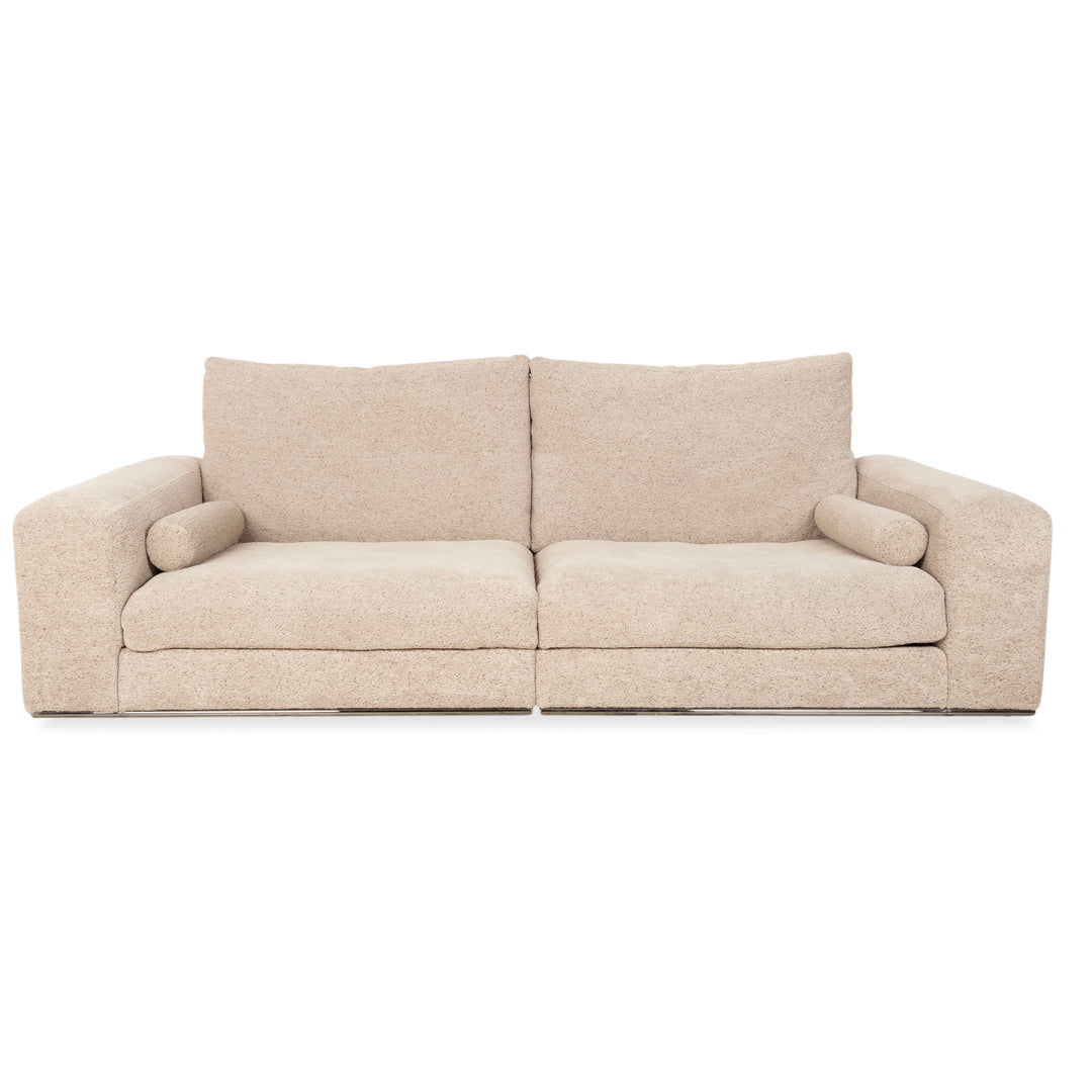 Cierre Dolce VIta Four Seater Sofa Fabric Chrome Beige Sand Cream Couch