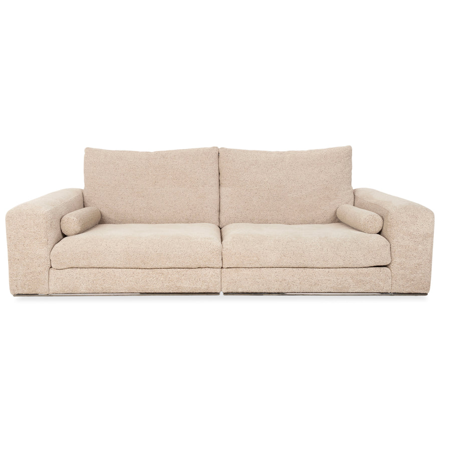Cierre Dolce VIta Four Seater Sofa Fabric Chrome Beige Sand Cream Couch