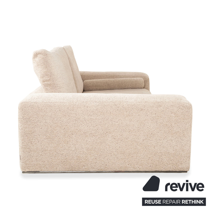 Cierre Dolce VIta Four Seater Sofa Fabric Chrome Beige Sand Cream Couch