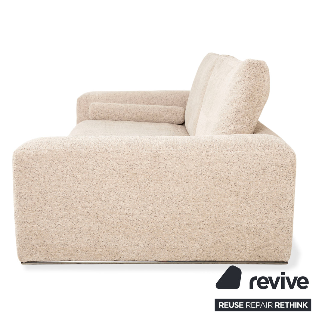 Cierre Dolce VIta Four Seater Sofa Fabric Chrome Beige Sand Cream Couch