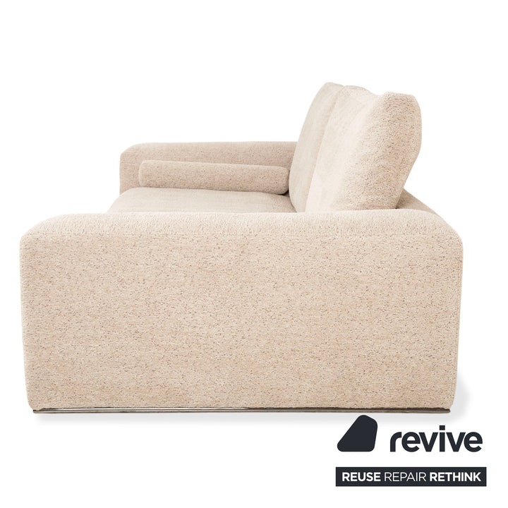 Cierre Dolce VIta Four Seater Sofa Fabric Chrome Beige Sand Cream Couch