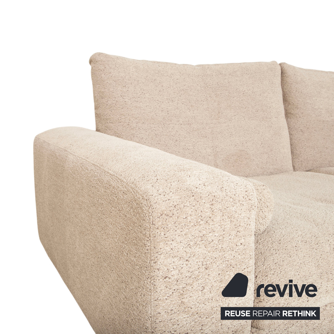 Cierre Dolce VIta Four Seater Sofa Fabric Chrome Beige Sand Cream Couch
