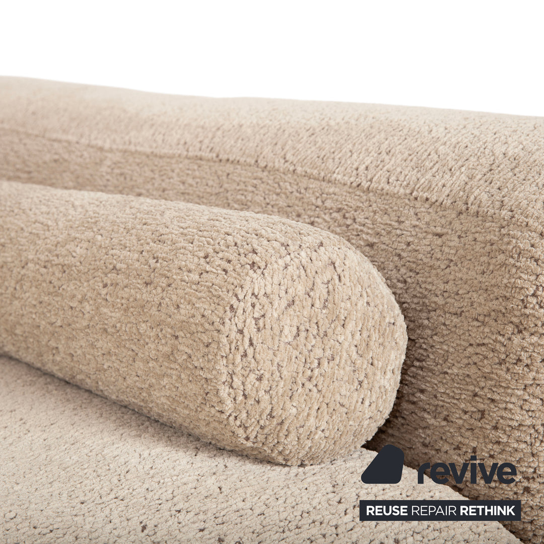 Cierre Dolce VIta Four Seater Sofa Fabric Chrome Beige Sand Cream Couch