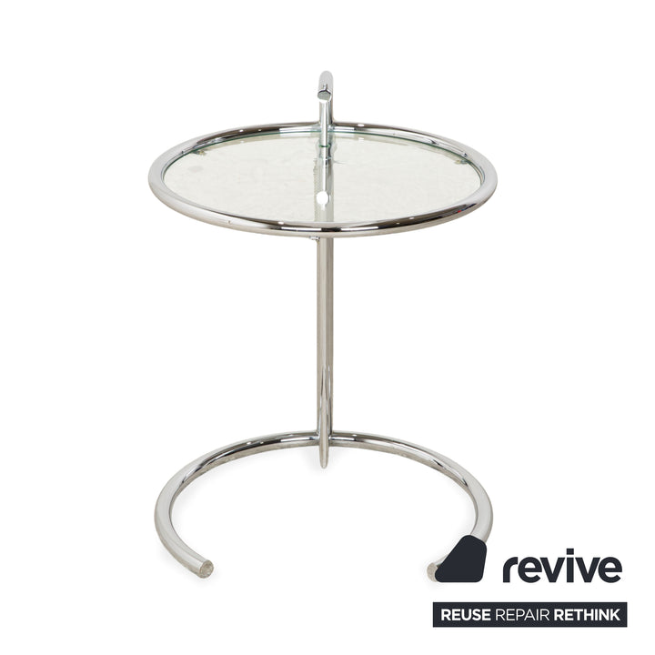 ClassiCon Eileen Grey Adjustable Table Glas Couchtisch Silber Chrom