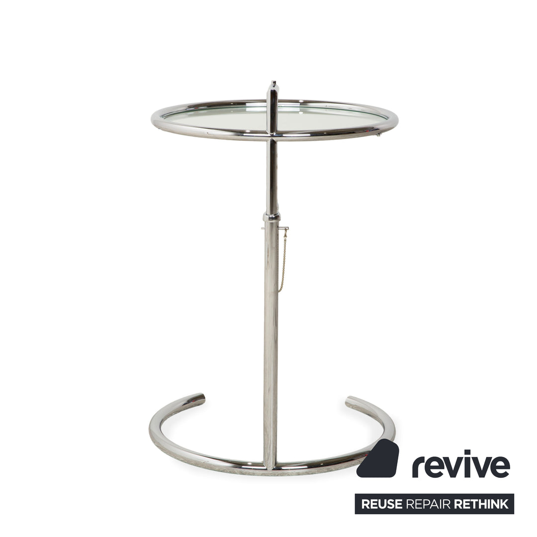ClassiCon Eileen Grey Adjustable Table Glas Couchtisch Silber Chrom
