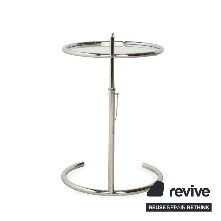 ClassiCon Eileen Grey Adjustable Table Glas Couchtisch Silber Chrom
