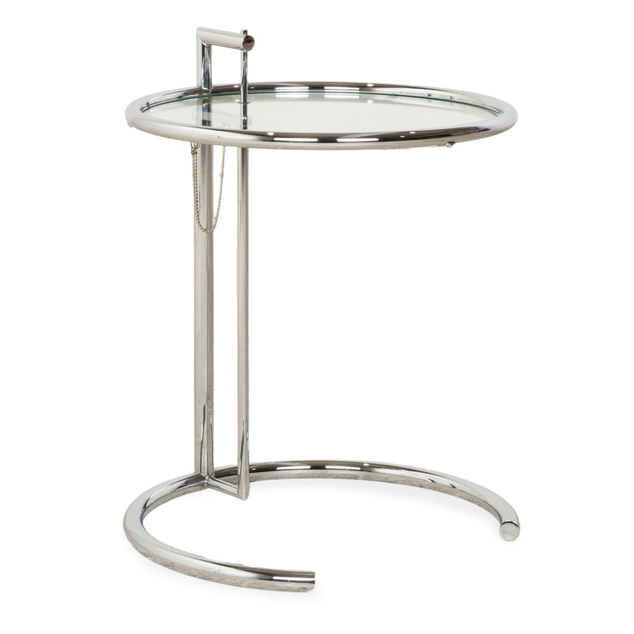 ClassiCon Eileen Grey Adjustable Table Glas Couchtisch Silber Chrom