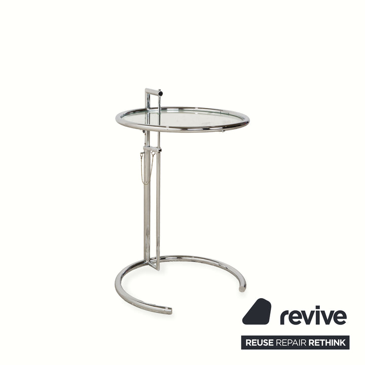 ClassiCon Eileen Grey Adjustable Table Glas Couchtisch Silber Chrom
