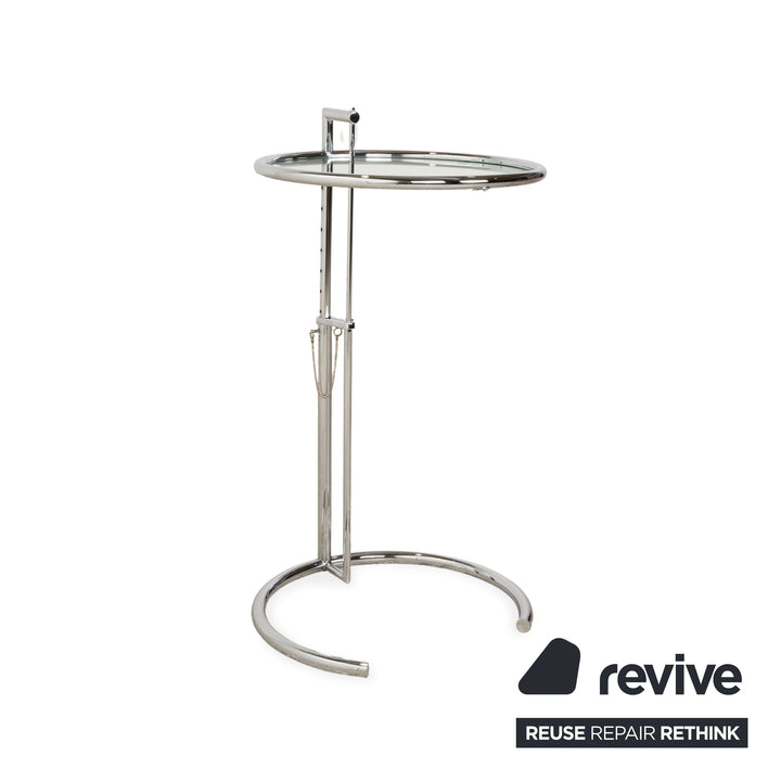 ClassiCon Eileen Grey Adjustable Table Glas Couchtisch Silber Chrom