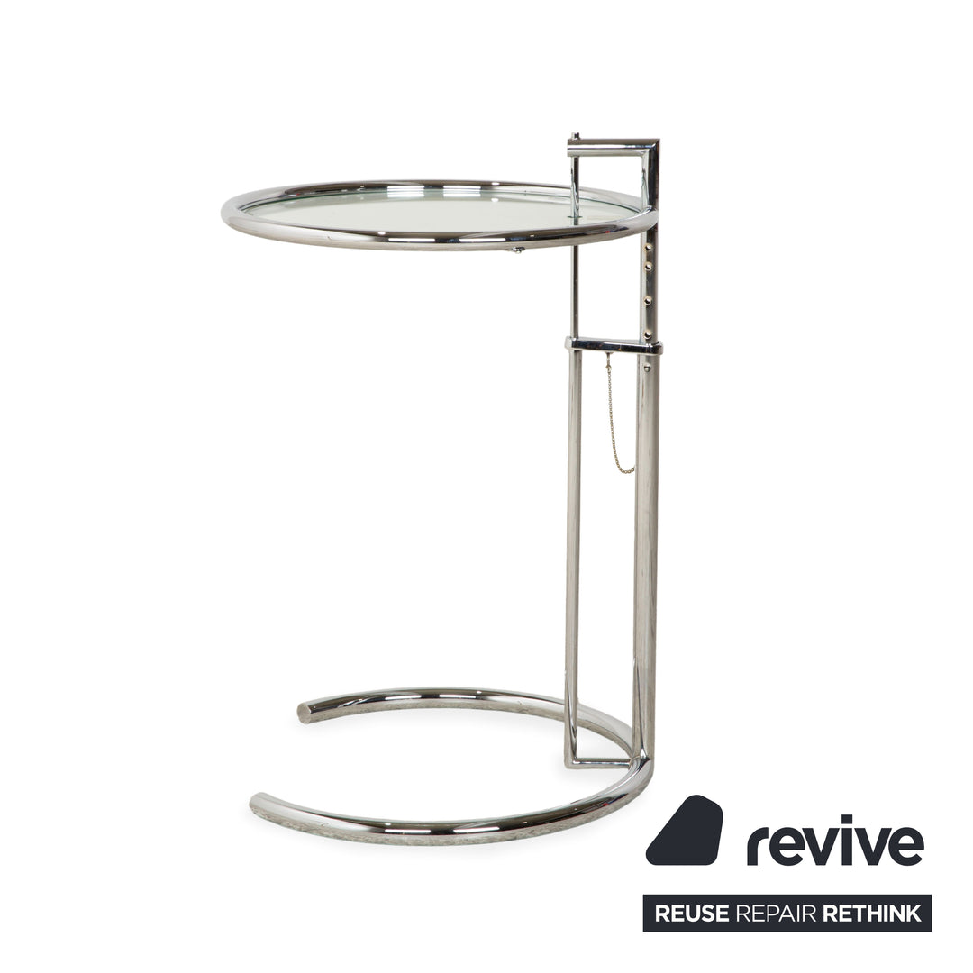 ClassiCon Eileen Grey Adjustable Table Glas Couchtisch Silber Chrom