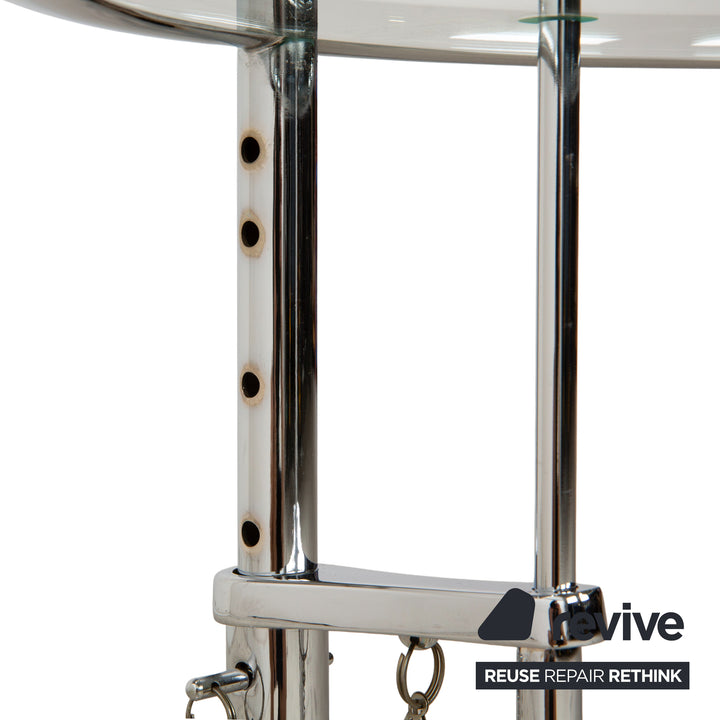 ClassiCon Eileen Grey Adjustable Table Glas Couchtisch Silber Chrom