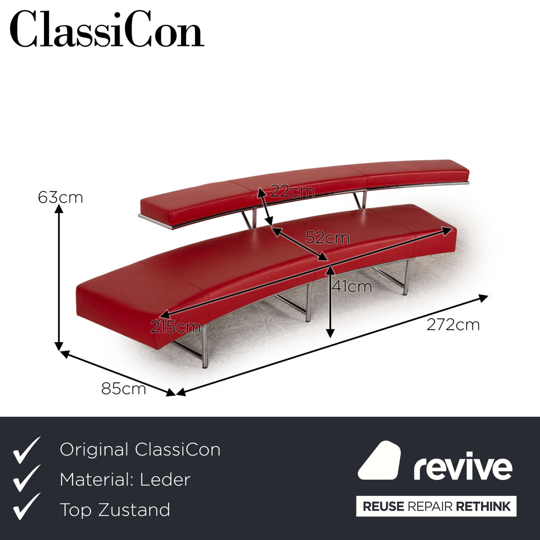 ClassiCon Monte Carlo Leather Four Seater Red Sofa Couch by Eileen Gray