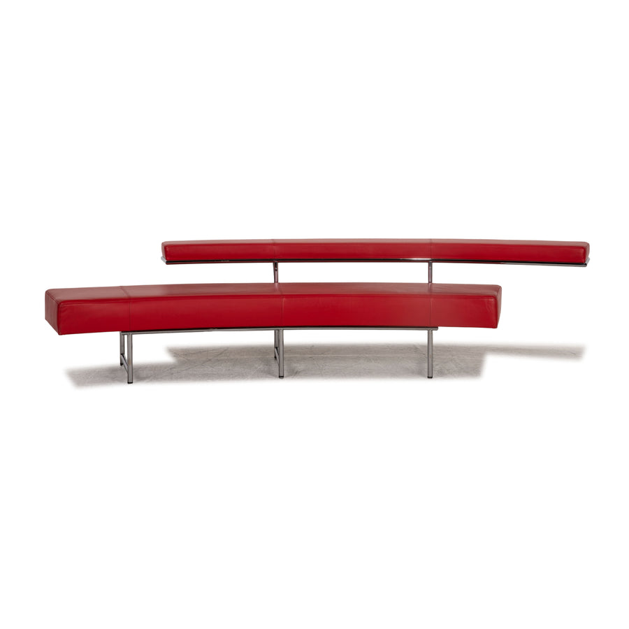 ClassiCon Monte Carlo Leather Four Seater Red Sofa Couch by Eileen Gray