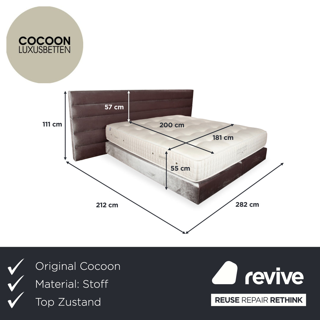 Cocoon La Donna Stoff Bett Silber Cashmere Matratze Boxspringbett
