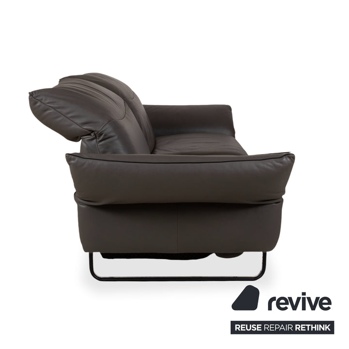 Comfort Republic Leather Two-Seater Anthracite Grey Sofa Couch Electric Function