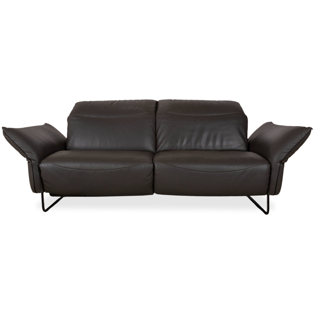 Comfort Republic Leather Two-Seater Anthracite Grey Sofa Couch Electric Function