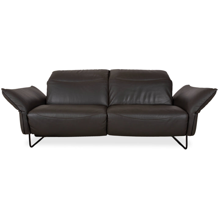 Comfort Republic Leather Two-Seater Anthracite Grey Sofa Couch Electric Function