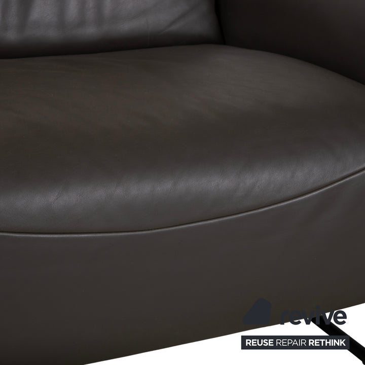 Comfort Republic Leather Two-Seater Anthracite Grey Sofa Couch Electric Function