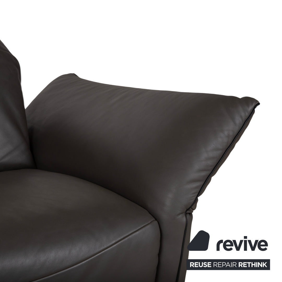 Comfort Republic Leather Two-Seater Anthracite Grey Sofa Couch Electric Function