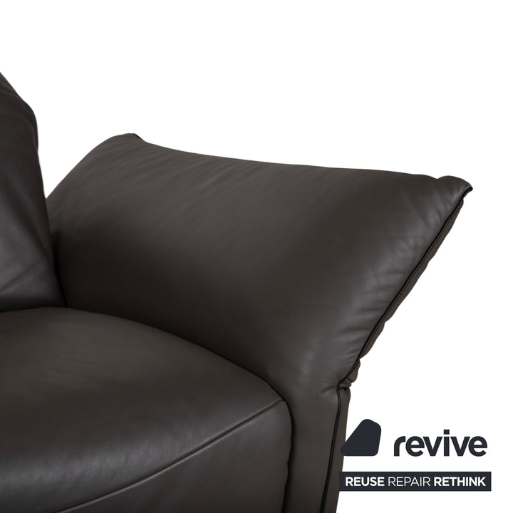 Comfort Republic Leather Two-Seater Anthracite Grey Sofa Couch Electric Function