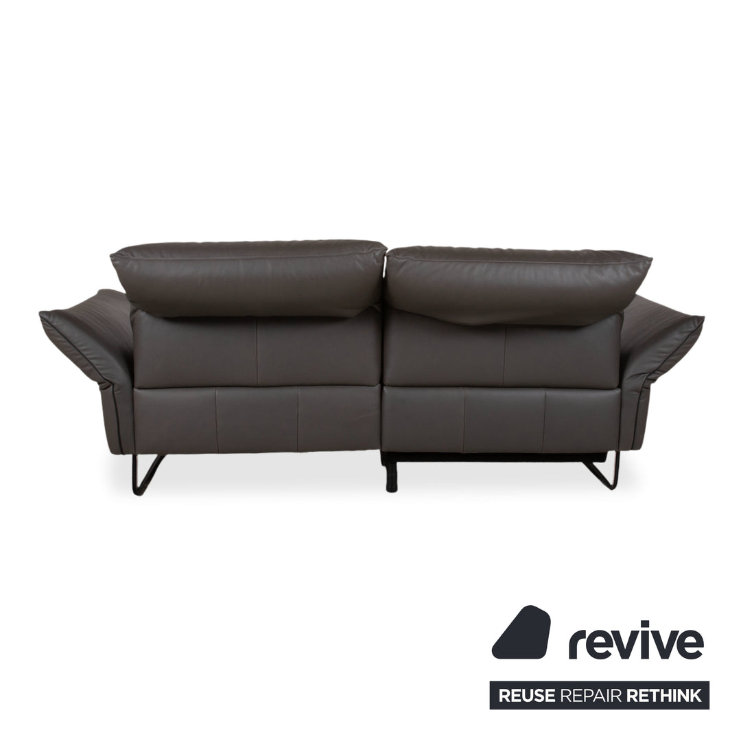 Comfort Republic Leather Two-Seater Anthracite Grey Sofa Couch Electric Function