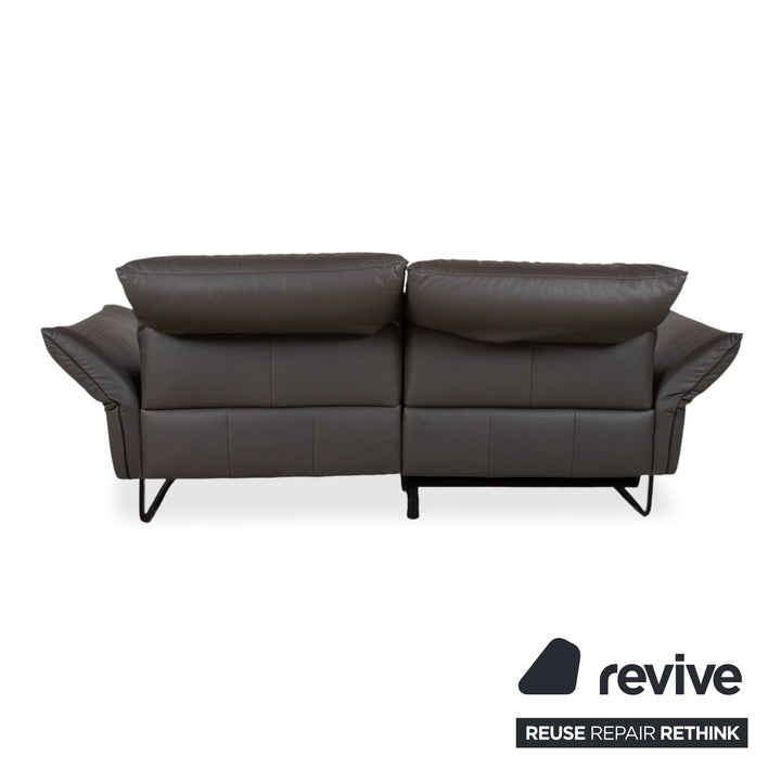 Comfort Republic Leather Two-Seater Anthracite Grey Sofa Couch Electric Function