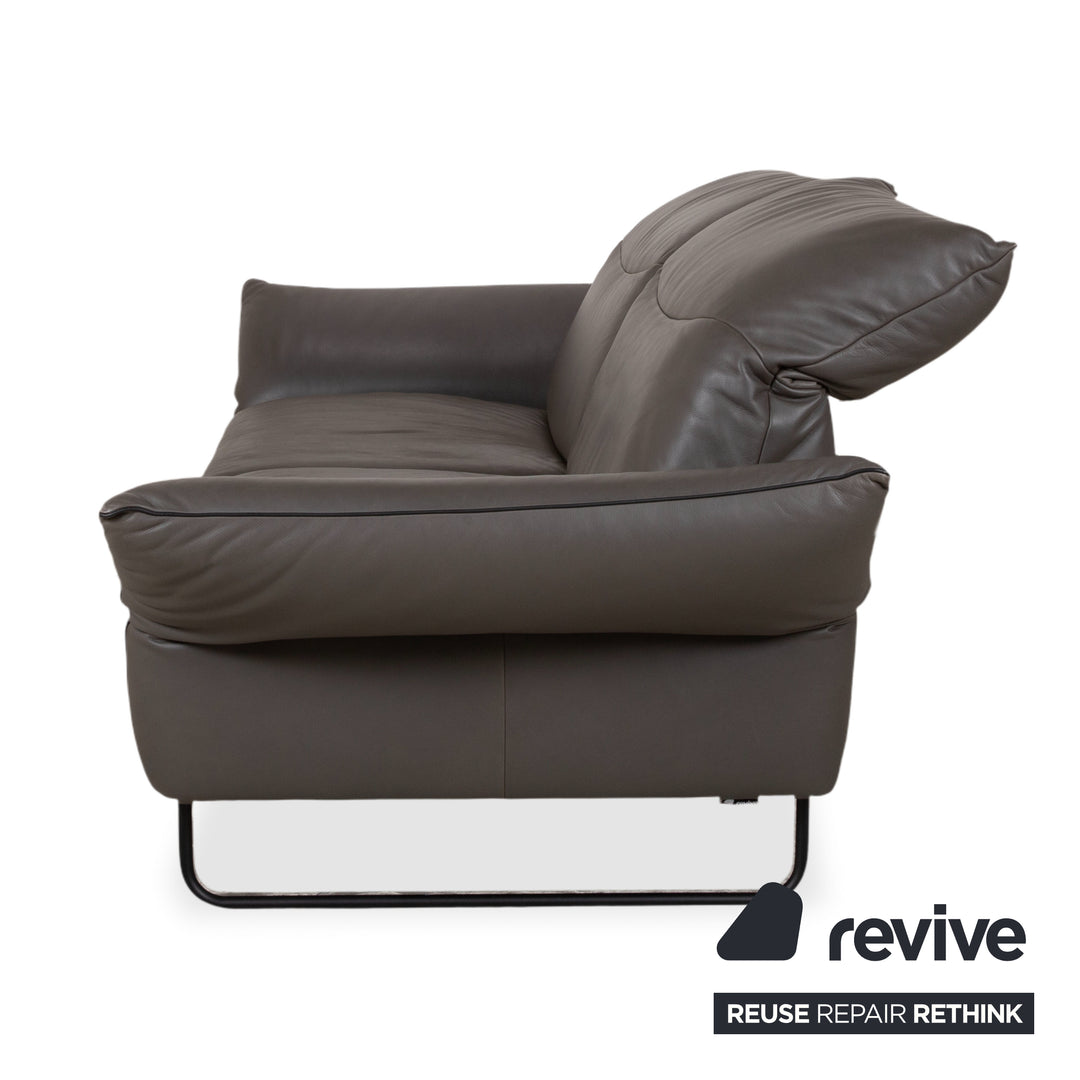Comfort Republic Leather Two-Seater Anthracite Grey Sofa Couch Electric Function