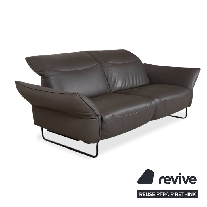 Comfort Republic Leather Two-Seater Anthracite Grey Sofa Couch Electric Function