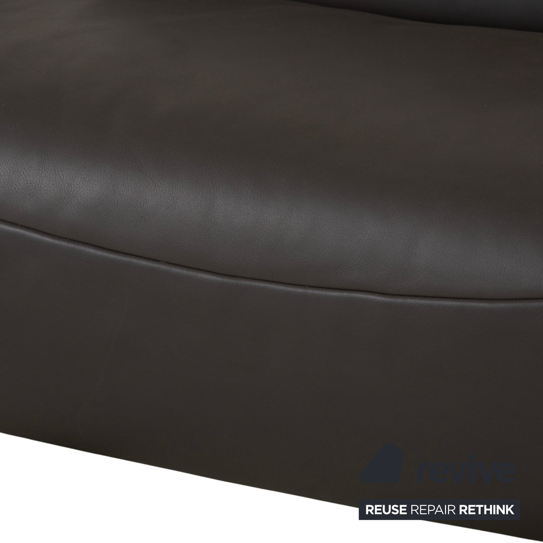Comfort Republic Leather Two-Seater Anthracite Grey Sofa Couch Electric Function