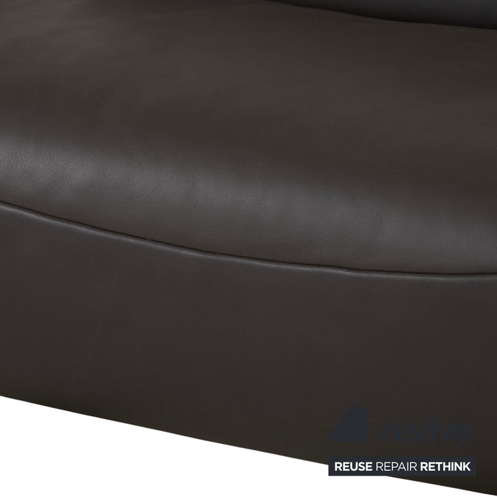 Comfort Republic Leather Two-Seater Anthracite Grey Sofa Couch Electric Function