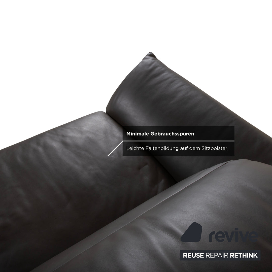Comfort Republic Leather Two-Seater Anthracite Grey Sofa Couch Electric Function