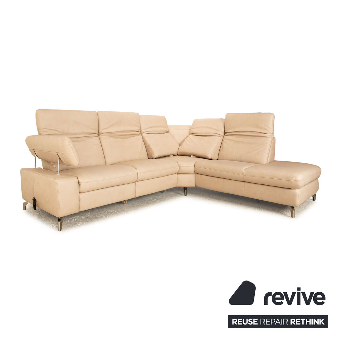 Concept CS 3000 Stoff Ecksofa Beige elektrische Funktion Mikrofaser