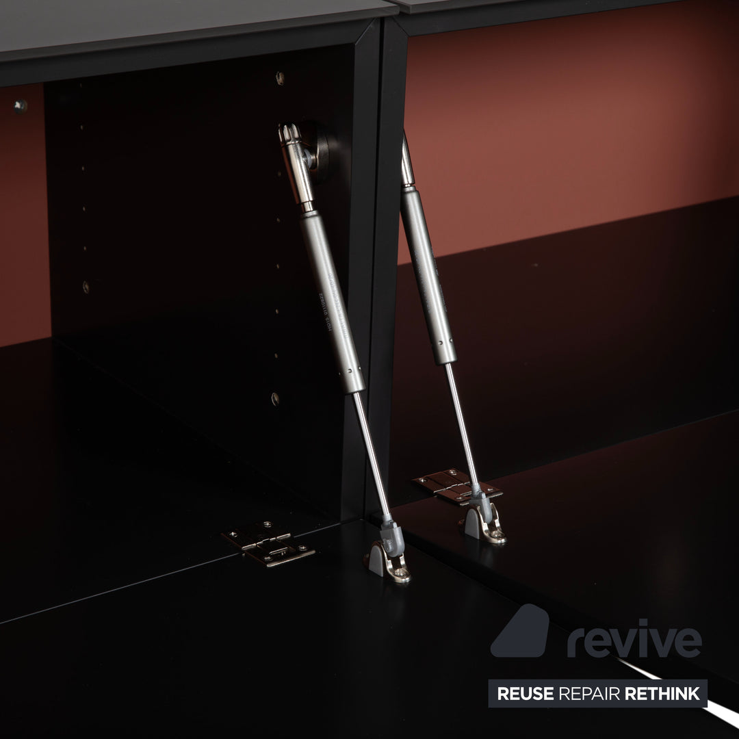 Contur 3900 Holz Sideboard Schwarz Anthrazit Glas