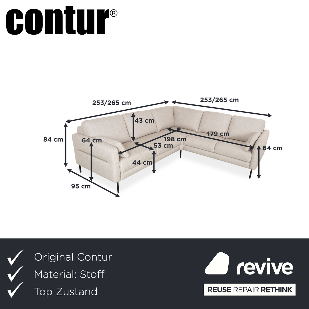 Contur Enna fabric corner sofa, beige sofa couch
