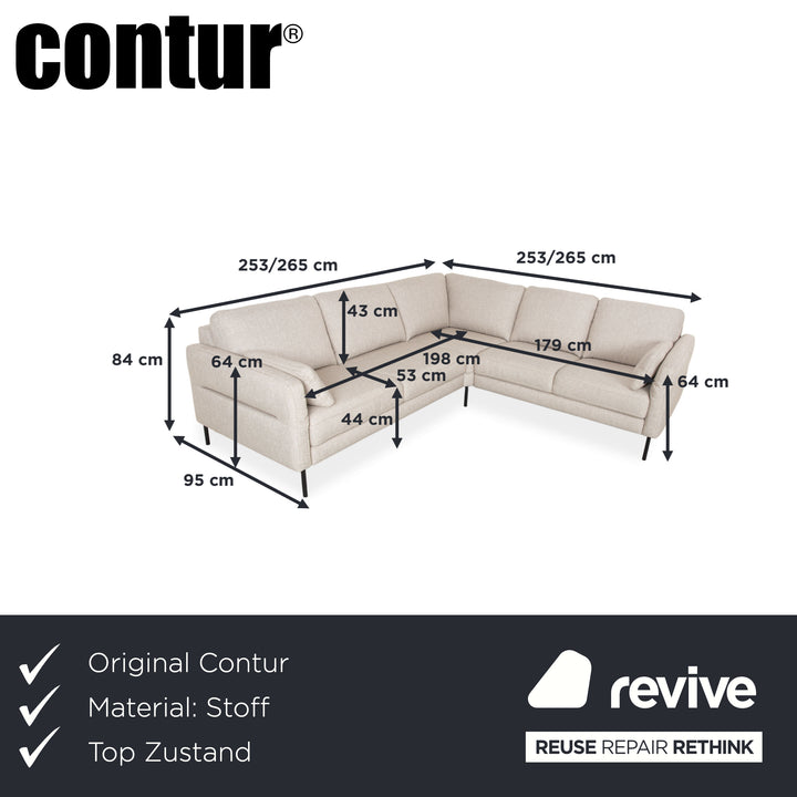 Contur Enna fabric corner sofa, beige sofa couch