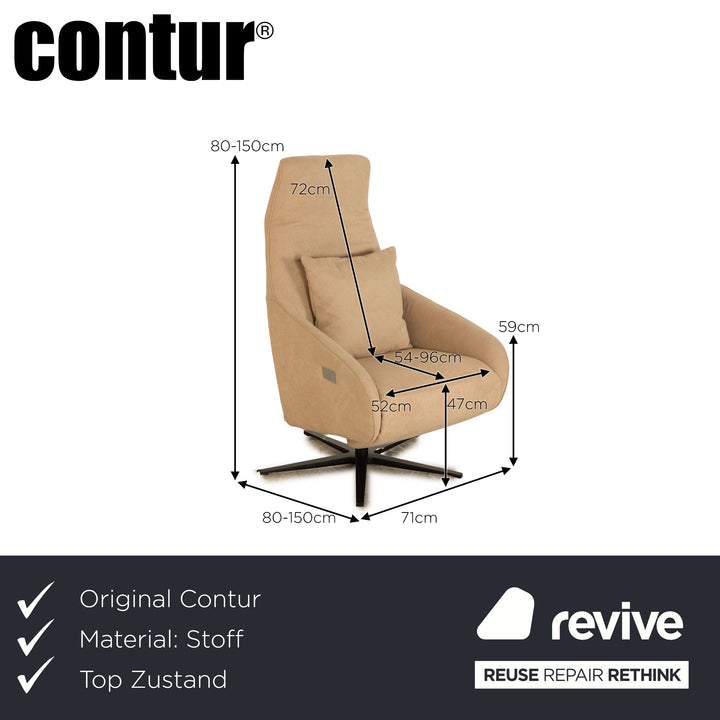 Contur Noto Stoff Sessel Beige elektrische Funktion Relaxfunktion