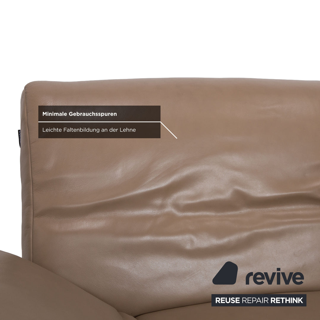 Contur Rodrigo Leather Corner Sofa + Stool Light Brown Cream Mokka manual function
