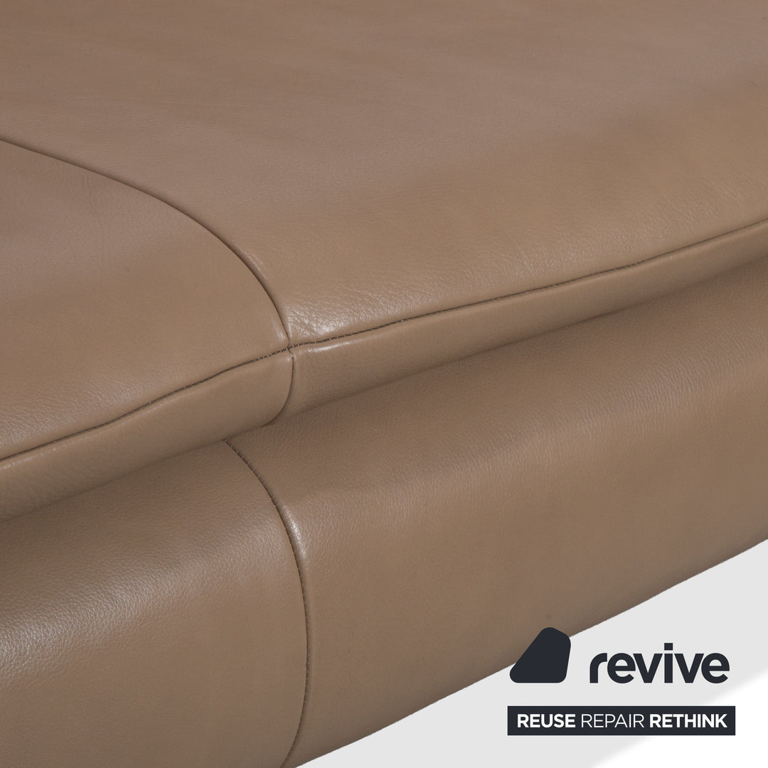 Contur Rodrigo Leather Corner Sofa + Stool Light Brown Cream Mokka manual function