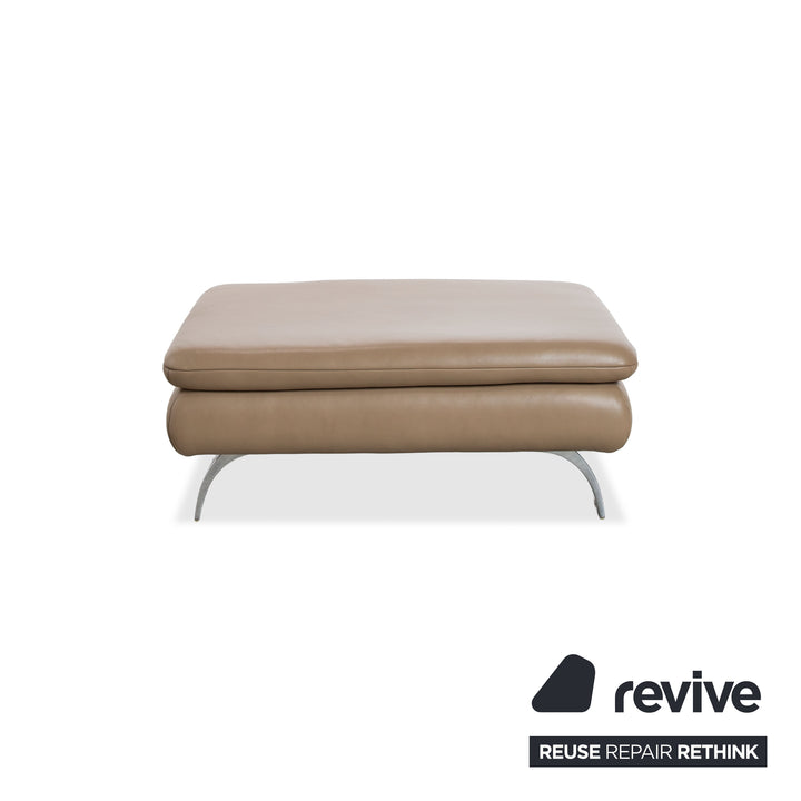 Contur Rodrigo Leather Corner Sofa + Stool Light Brown Cream Mokka manual function