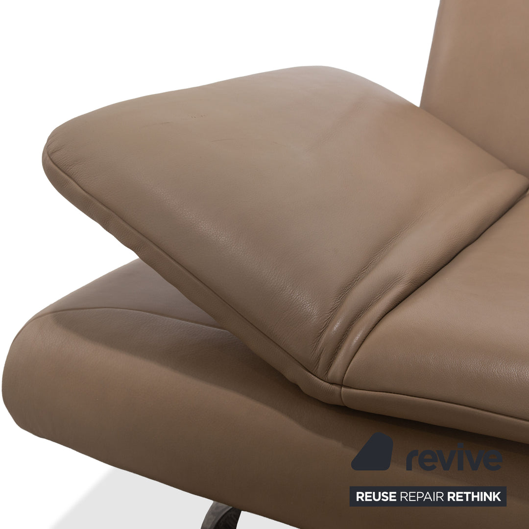 Contur Rodrigo Leather Corner Sofa + Stool Light Brown Cream Mokka manual function