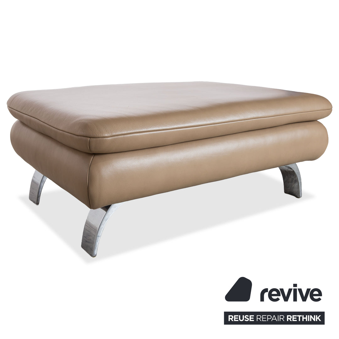Contur Rodrigo Leather Corner Sofa + Stool Light Brown Cream Mokka manual function