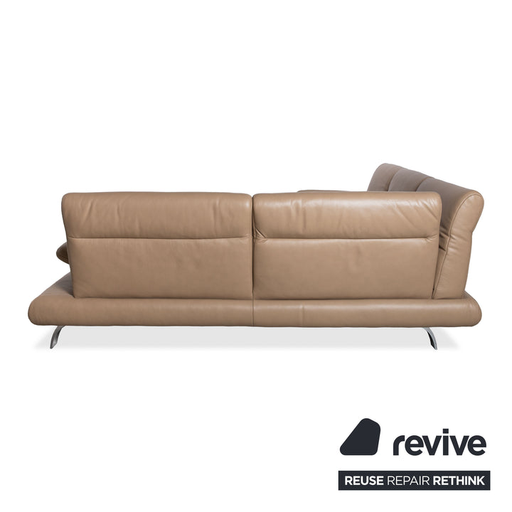 Contur Rodrigo Leather Corner Sofa + Stool Light Brown Cream Mokka manual function