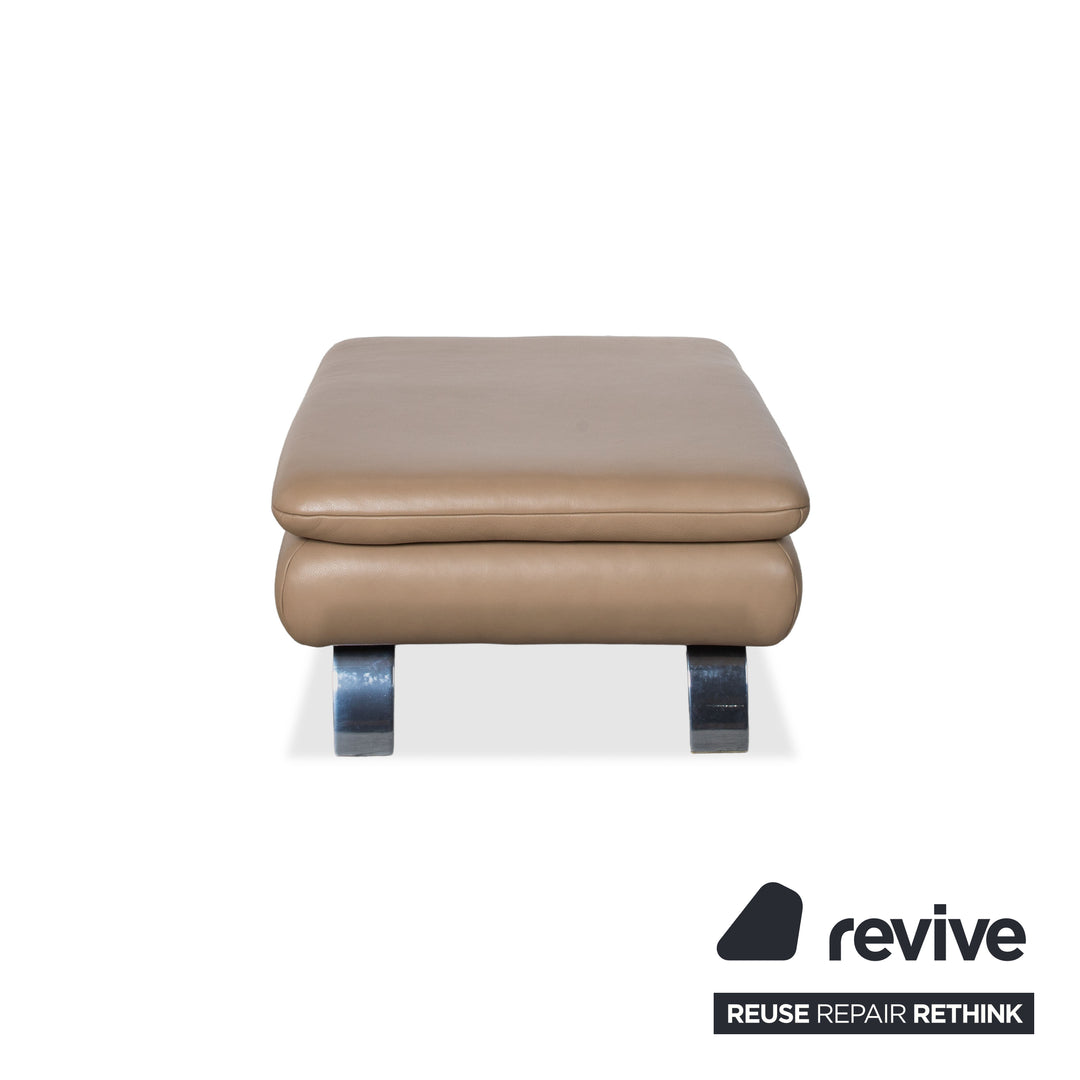 Contur Rodrigo Leder Hocker Hellbraun Creme Mokka